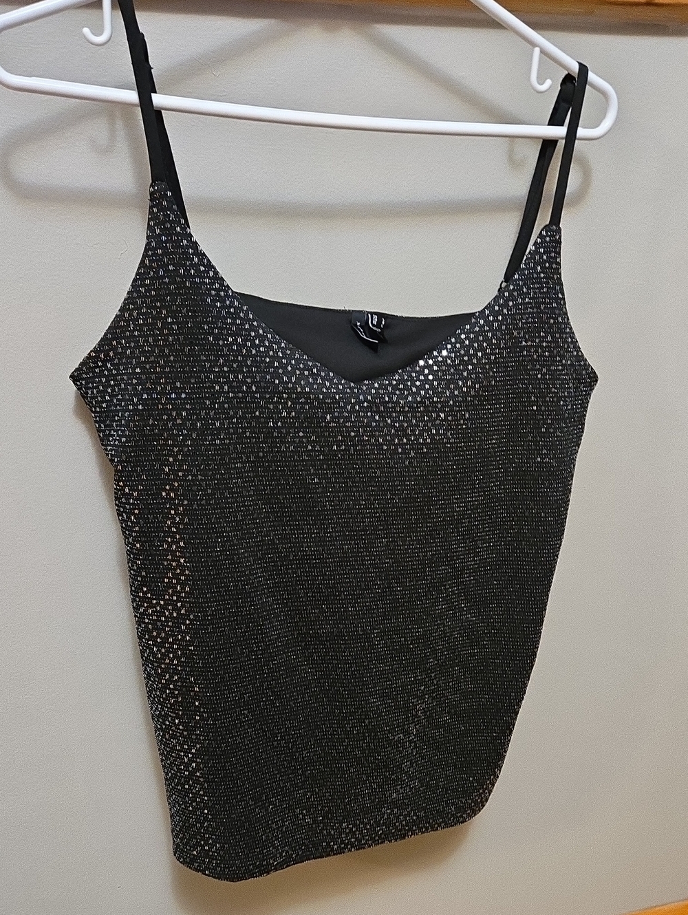 Black Sequin Spaghetti Strap Tank Top